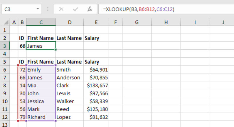 XLOOKUP Function in Excel