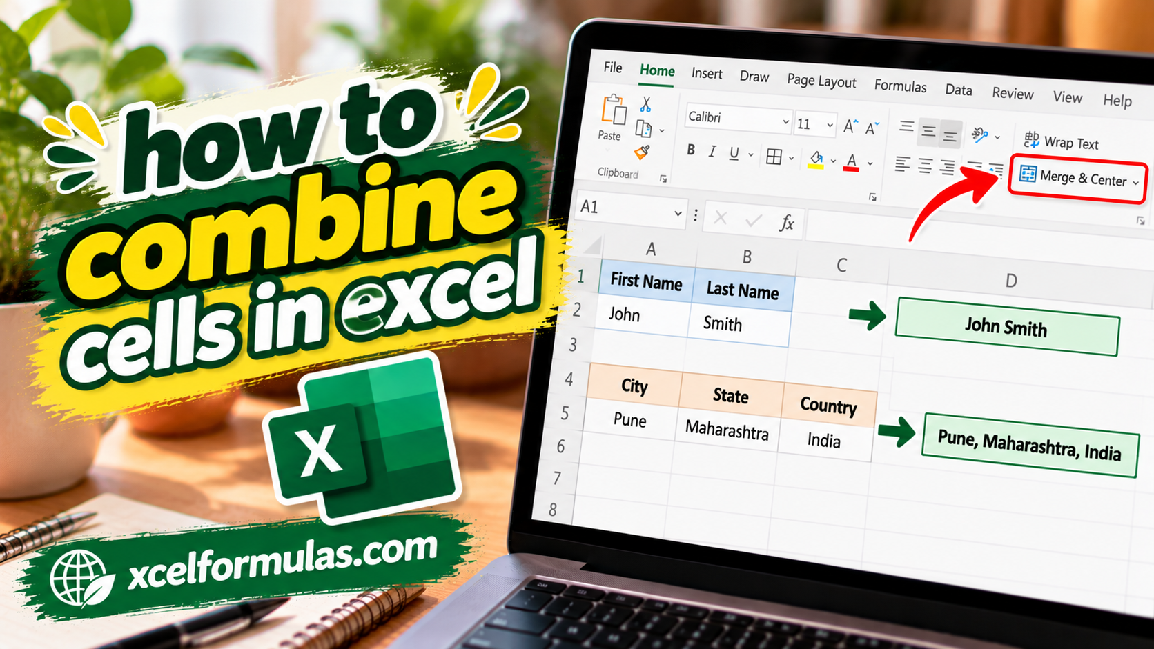 how to combine cells in excel​